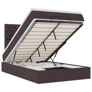 vidaXL Rama ł&oacute;żka otomana z materacem, brązowa, 120x190 cm, tkanina