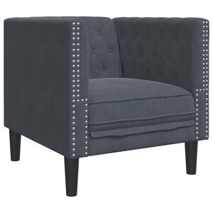 vidaXL Fotel Chesterfield, ciemnoszary, tapicerowany aksamitem