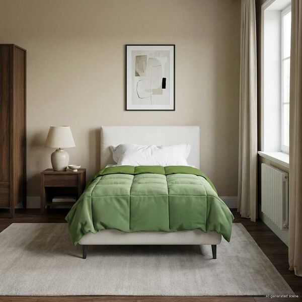 vidaXL Kołdra na cały rok Kwiłtowany Zielony 155 x 220 cm Mikrofibra