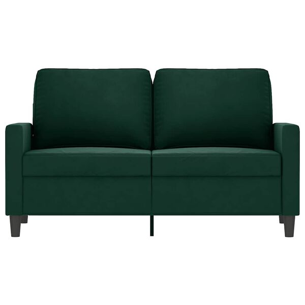 vidaXL Sofa 2-osobowa, ciemnozielona, 120 cm, tapicerowana aksamitem