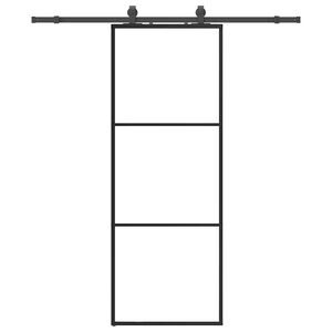 vidaXL Drzwi przesuwne z zestawem okuć czarne 76x205 cm ESG szkło