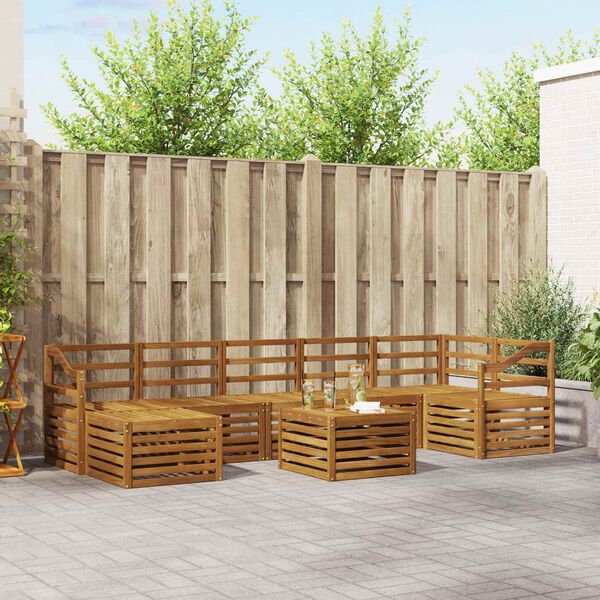 vidaXL Zestawy sof 8 pcs Naturalny Lite Drewno Akacji