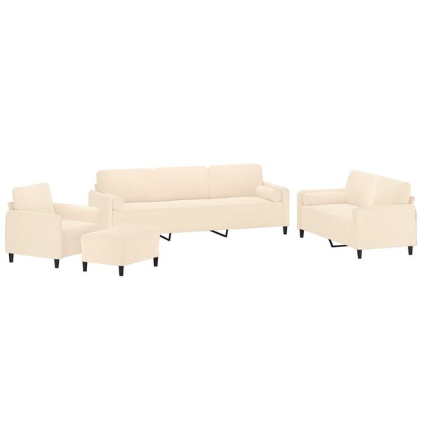 vidaXL 4-częściowy komplet wypoczynkowy z poduszkami, kremowy, aksamit