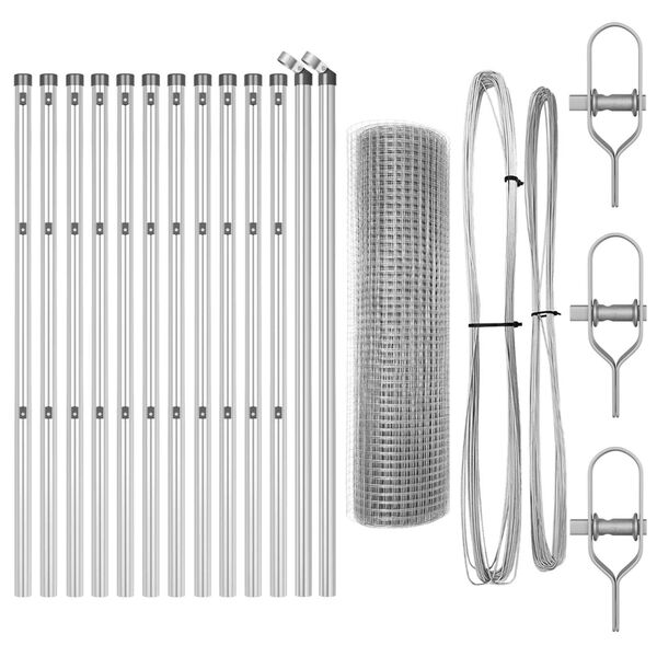 vidaXL Słupek ogrodzeniowy. Srebrny 25 x 0,4 m (siatka 12 x 12 mm)