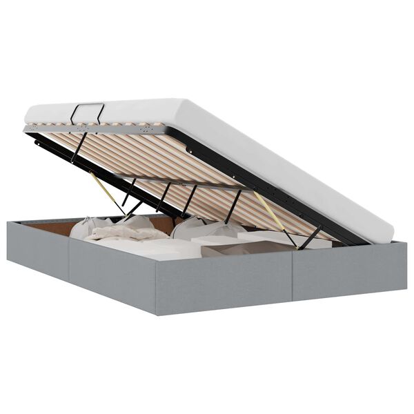 vidaXL Ł&oacute;żko z miejscem do przechowywania Jasnoszary 135 x 190 cm