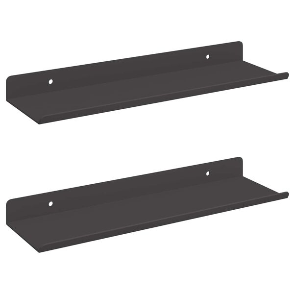 vidaXL P&oacute;łka wisząca 2 pcs Czarny 30 x 9 x 2,5 cm Stal