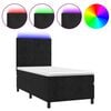 vidaXL Ł&oacute;żko kontynentalne z materacem i LED, czarny aksamit 90x200 cm