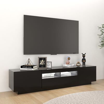 vidaXL Szafka pod TV z oświetleniem LED, czarna, 180x35x40 cm