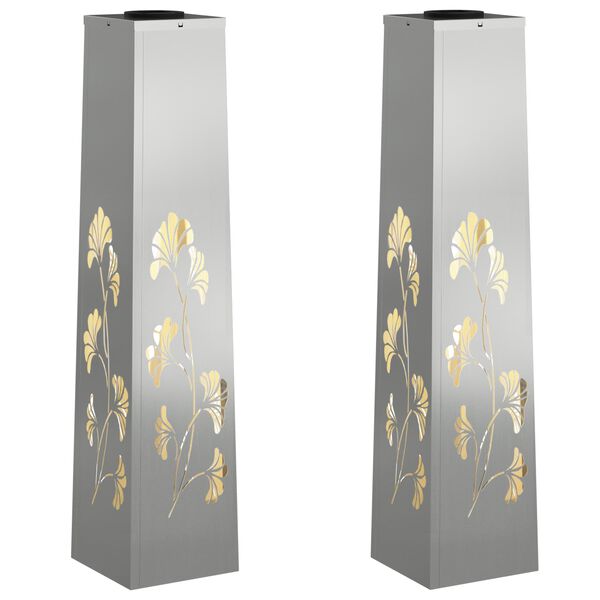 vidaXL Słoneczna LED lampa na ścieżkę 2 pcs Galwanizowany