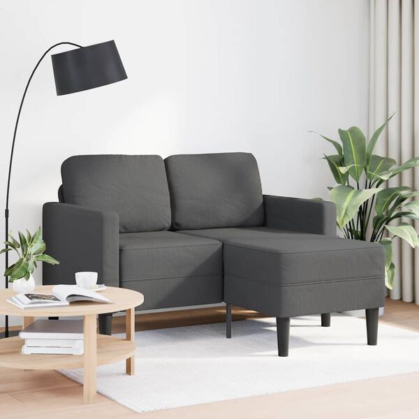 vidaXL Sofa 2-osobowa z szezlongiem w kształcie litery L, ciemnoszara, 125 cm, len