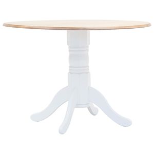 vidaXL St&oacute;ł biało-brązowy, 106 cm, lite drewno kauczukowca