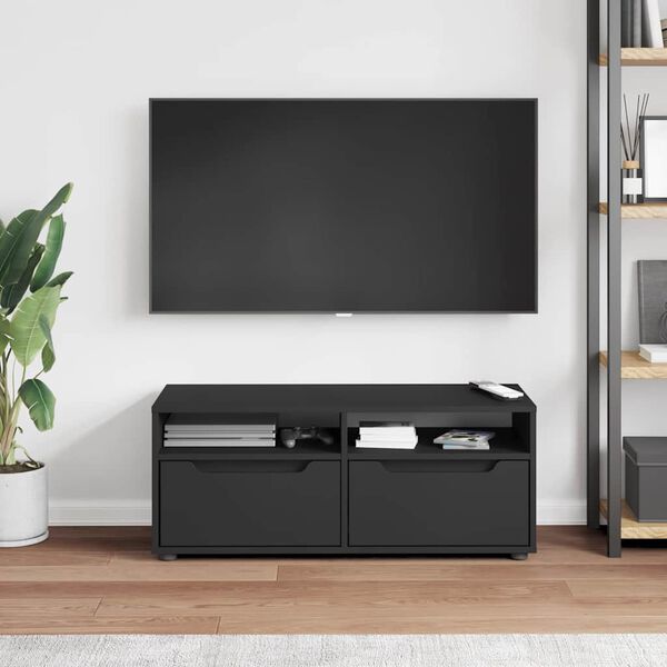 vidaXL Szafka pod TV "VISNES" Czarna 100x40x38 cm Drewno klejone