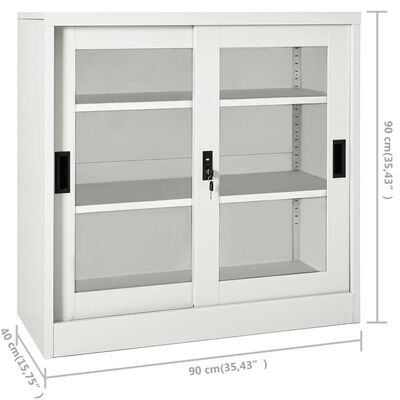 vidaXL Szafka z drzwiami przesuwnymi, jasnoszara, 90x40x90 cm, stalowa