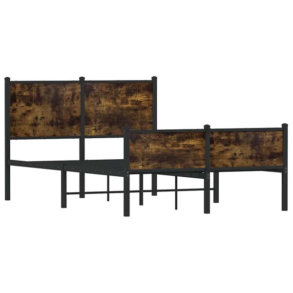 vidaXL Metalowa rama łóżka, bez materaca, przydymiony dąb, 120x190 cm