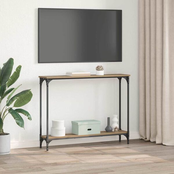 vidaXL Konsola z p&oacute;łką Dąb rzemieślniczy 100 x 22,5 x 75 cm