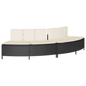 vidaXL Ławki do spa, z poduszkami, 2 szt., czarne, polirattan