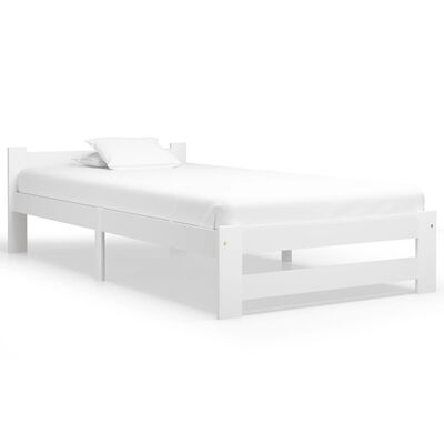 vidaXL Rama łóżka, biała, lite drewno sosnowe, 90 x 200 cm