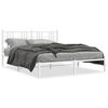vidaXL Metalowa rama ł&oacute;żka z wezgłowiem, biała, 160x200 cm