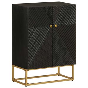 vidaXL Szafka, czarna, 55x30x76 cm, lite drewno mango i żelazo