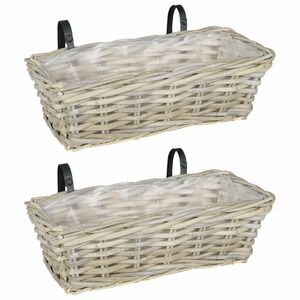 vidaXL Hanging Planter Kosz GENDT 2 szt. Naturalna szarość Rattan Kubu