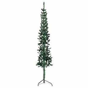 vidaXL Smukła choinka poł&oacute;wka ze stojakiem, sztuczna, zielona, 120 cm