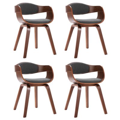 vidaXL Krzesła stołowe, 4 szt., gięte drewno i szara tkanina