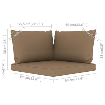 vidaXL Poduszki na sofę z palet, 3 szt., kolor taupe, tkanina