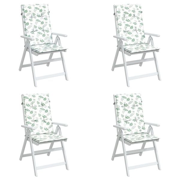 vidaXL Poduszki na krzesła ogrodowe, 4 szt., wz&oacute;r w liście, tkanina