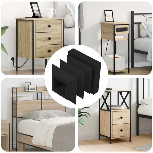 vidaXL Zaślepki Końcowe 12 pcs Czarny 15 x 15 x 15 mm PP