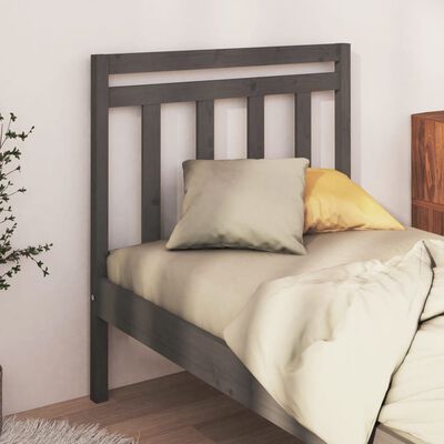 vidaXL Wezgłowie łóżka, szare, 106x4x100 cm, lite drewno sosnowe