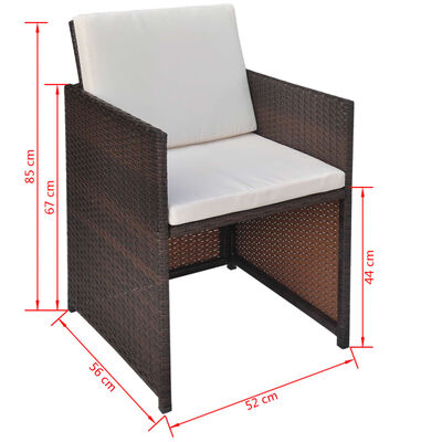 vidaXL Krzesła ogrodowe z poduszkami, 2 szt., polirattan, brązowe