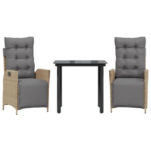 vidaXL 3-cz. zestaw mebli ogrodowych z poduszkami, mieszany beż
