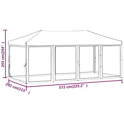 vidaXL Składany namiot imprezowy ze ściankami, kremowy, 3x6 m