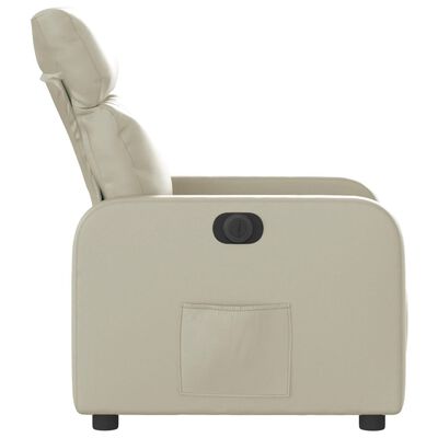 vidaXL Elektryczny fotel rozkładany, kremowy, obity sztuczną skórą