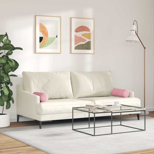 vidaXL Poduszki Wałkowe 2 pcs R&oacute;żowy &Oslash; 15 x 40 cm Tkanina sztruksowa