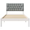 vidaXL Ramka ł&oacute;żka z tapicerowanym wezgłowiem Biały 100 x 200 cm