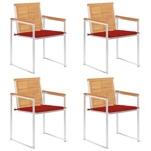 vidaXL Krzesła ogrodowe z poduszkami, 4 szt., lite drewno tekowe