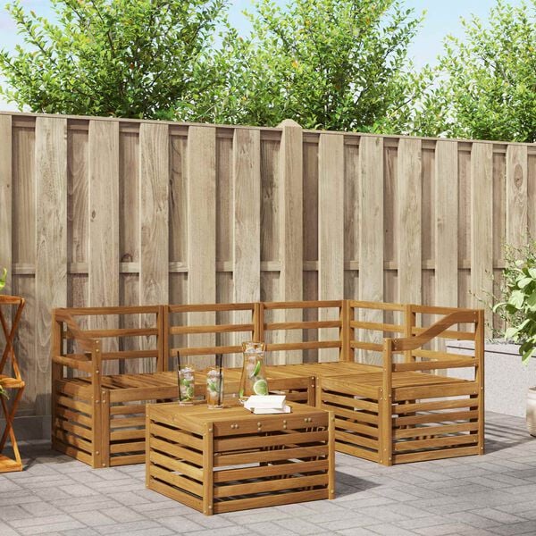 vidaXL Zestaw sof na zewnątrz 5 pcs Naturalny Lite Drewno Akacji