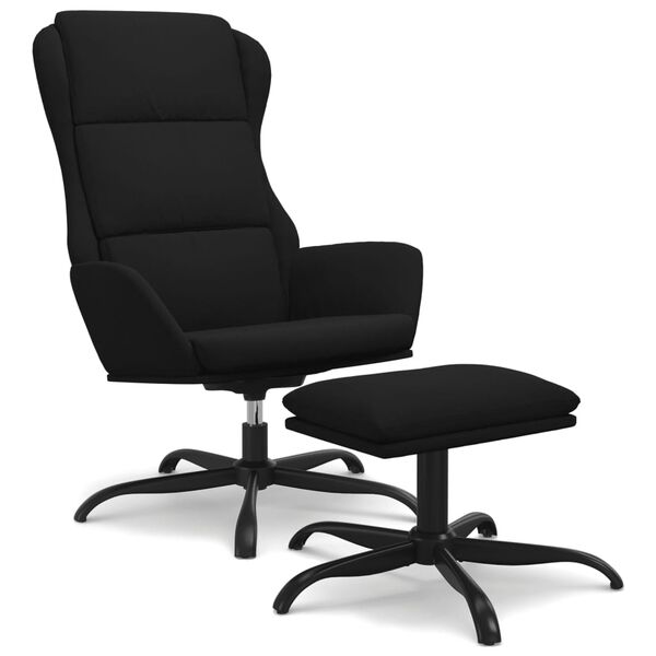 vidaXL Fotel z podn&oacute;żkiem, czarna, obity mikrofibrą