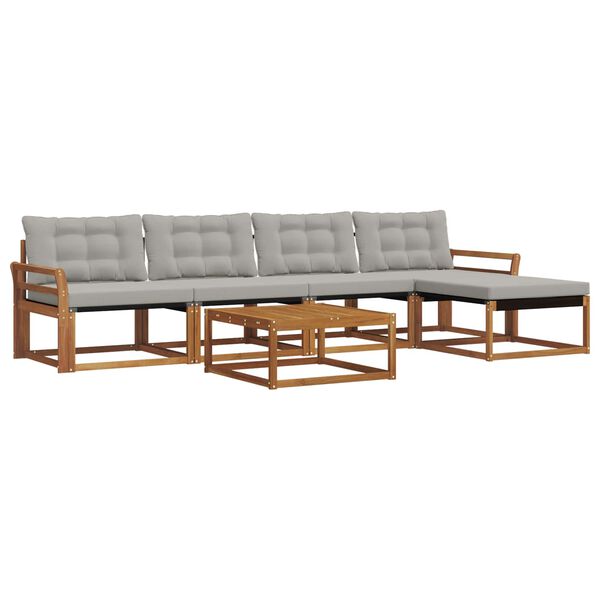 vidaXL Zestaw sof na zewnątrz z poduszką 6 pcs Naturalny i Jasny Szary
