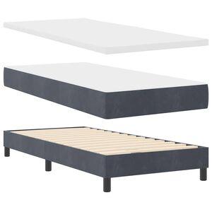vidaXL Ł&oacute;żko z sprężyną LED Ciemnoszary 90 x 200 cm Aksamit