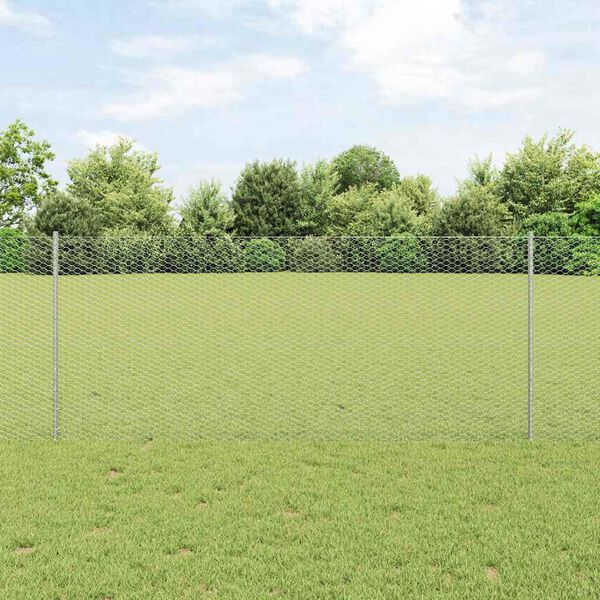 vidaXL Ogrodzenie z słupkiem Srebrny 1 x 10 m Stal