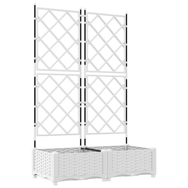 vidaXL Doniczka ogrodowa 2 pcs Biały 80 x 40 x 125,5 cm Stal