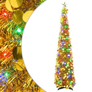 vidaXL Choinka LED pop-up z gwiazdą na czubku 180 cm 100 LED PET złoty
