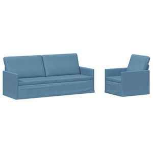 vidaXL Zestaw Sof 2 pcs niebieski Tkanina sztruksowa