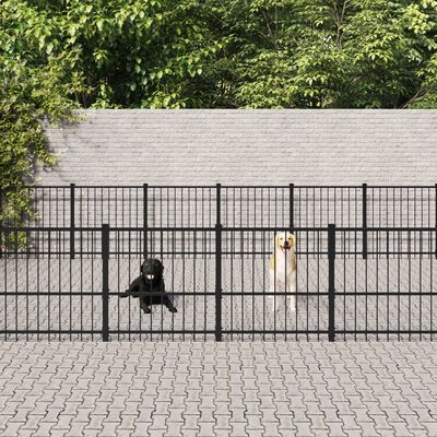 vidaXL Kojec zewnętrzny dla psa, stalowy, 32,93 m²