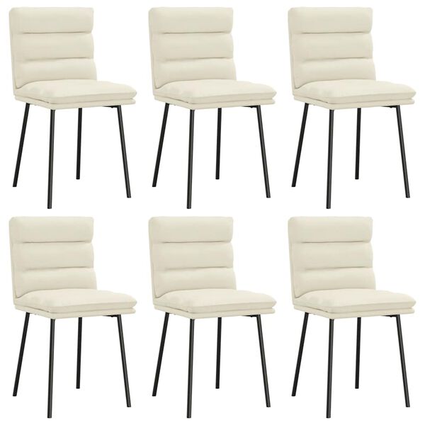 vidaXL Krzesła stołowe, 6 szt., kremowe, obite aksamitem