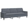vidaXL 3-osobowa sofa z poduszkami, ciemnoszara, 210 cm, aksamit