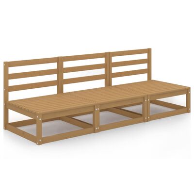 vidaXL 3-osobowa sofa ogrodowa, miodowy brąz, lite drewno sosnowe