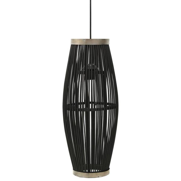 vidaXL Lampa wisząca, czarna, wiklinowa, 40 W, 23x55 cm, owalna, E27